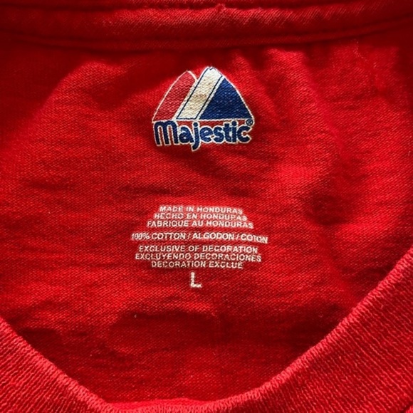Vintage Phillies ‘09 Lee #34 Sole Season 34 Red Tee Majestic Kids L-Adult Small - Picture 4 of 4